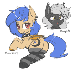 Size: 750x700 | Tagged: safe, artist:morningbullet, oc, oc only, bat pony, pony, bat pony oc, butt, duo, plot