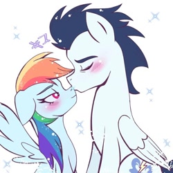 Size: 720x720 | Tagged: safe, rainbow dash, soarin', pegasus, pony, female, male, mare, ship:soarindash, shipping, stallion, straight