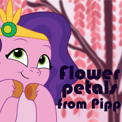 Size: 1500x1500 | Tagged: safe, artist:prixy05, pipp petals, pegasus, pony, g5, my little pony: tell your tale, album cover, cherry blossoms, female, flower, flower blossom, mare, solo