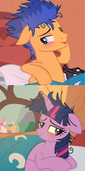 Size: 540x1088 | Tagged: safe, artist:paracetamolnavo30, flash sentry, twilight sparkle, alicorn, pegasus, pony, g4, bed, comic, duo, duo male and female, female, golden oaks library, male, mare, morning ponies, ship:flashlight, shipping, stallion, straight, twilight sparkle (alicorn)