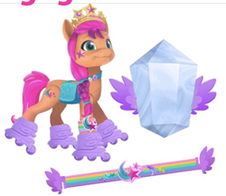 Size: 318x275 | Tagged: safe, sunny starscout, earth pony, g5, official, bracelet, concept art, cropped, crown, crystal, cutie mark, jewelry, regalia, roller skates, simple background, skates, stars, toy, white background, wings