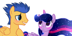 Size: 748x380 | Tagged: safe, artist:galaxiastarfall, flash sentry, twilight sparkle, alicorn, pegasus, pony, g4, ethereal mane, ethereal tail, female, male, mare, ship:flashlight, shipping, stallion, straight, tail, twilight sparkle (alicorn)