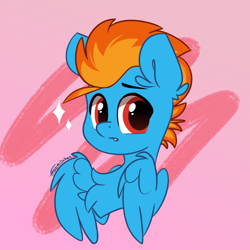 Size: 1250x1250 | Tagged: safe, artist:fakkajohan, oc, oc only, oc:samudash, pegasus, pony, bust, chest fluff, looking at you, not lightning dust, signature, solo, sparkles