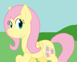 Size: 981x783 | Tagged: safe, artist:cmara, fluttershy, pegasus, pony, g4, female, outdoors, smiling, solo