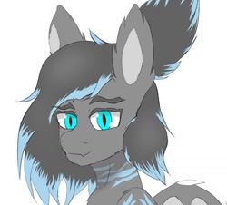 Size: 1329x1200 | Tagged: safe, artist:val, oc, oc only, oc:valora, bat pony, blue eyes, cute, female, looking at you, mare, multicolored mane, ocbetes, simple background, smiling, white background