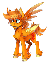 Size: 1884x2320 | Tagged: safe, artist:hallowraith, oc, oc only, oc:carmine garnet, pegasus, blue eyes, brown mane, digital art, facial hair, goatee, orange coat, pegasus oc, transgender, transmasculine