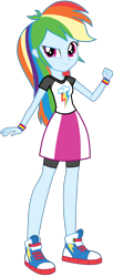 Size: 2048x5000 | Tagged: safe, artist:octosquish7260, rainbow dash, human, equestria girls, g4, clothes, compression shorts, converse, cutie mark on clothes, eqg promo pose set, female, shirt, shoes, simple background, skirt, solo, standing, t-shirt, teenager, transparent background, wristband