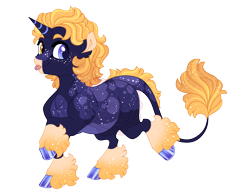 Size: 3500x2700 | Tagged: safe, artist:gigason, oc, oc:star spot, pony, unicorn, cloven hooves, heterochromia, horn, male, solo, stallion, tongue out