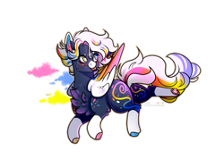 Size: 1600x1200 | Tagged: safe, artist:legendaryshadee, oc, oc:color mist, pegasus, pony, colored wings, female, mare, multicolored wings, simple background, solo, tongue out, transparent background, wings