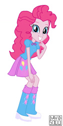 Size: 580x1156 | Tagged: safe, artist:xxdavid5000xx, pinkie pie, human, equestria girls, g4, boots, clothes, clothes swap, cute, diapinkes, high heel boots, shirt, shoes, skirt, smiling, solo