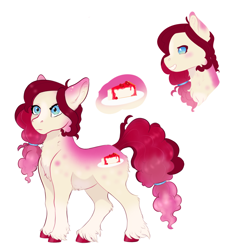 Size: 2052x2048 | Tagged: safe, artist:sammikinns, oc, oc only, oc:cherry cheesecake, earth pony, earth pony oc, female, mare, offspring, parent:cheese sandwich, parent:pinkie pie, parents:cheesepie, simple background, solo, unshorn fetlocks, white background