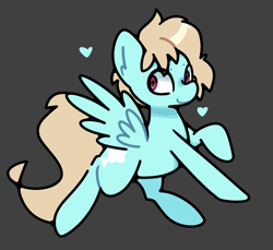 Size: 1650x1510 | Tagged: safe, artist:kindakismet, oc, oc only, oc:cloud gazer, pegasus, pony, gray background, heart, pegasus oc, simple background, smiling, solo, spread wings, wings