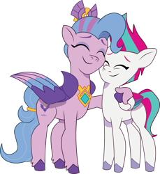 Size: 1233x1344 | Tagged: safe, artist:prixy05, queen haven, zipp storm, pegasus, pony, g5, my little pony: tell your tale, duo, duo female, eyes closed, female, mare, mother and child, mother and daughter, nonbinary, simple background, transparent background, vector