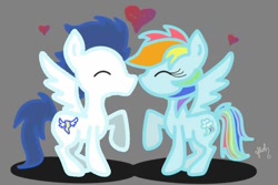 Size: 800x533 | Tagged: artist needed, source needed, safe, rainbow dash, soarin', pegasus, pony, g4, female, kiss on the lips, kissing, male, mare, ship:soarindash, shipping, stallion, straight