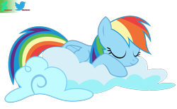 Size: 1900x1167 | Tagged: safe, artist:kuren247, rainbow dash, pegasus, pony, g4, cloud, eyes closed, female, mare, on a cloud, show accurate, simple background, sleeping, sleeping on a cloud, sleepydash, solo, transparent background, vector