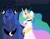 Size: 2048x1596 | Tagged: safe, artist:chaosimp2006, princess celestia, princess luna, alicorn, pony, gamer luna, g4, dialogue, duo, fortnite, headphones, hoers, horsified