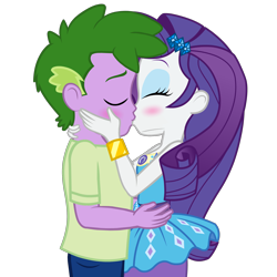 Size: 1920x1920 | Tagged: safe, artist:georgegarza01, rarity, spike, human, equestria girls, g4, blushing, eyes closed, female, human spike, humanized, kissing, male, ship:sparity, shipping, simple background, straight, transparent background, vector