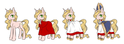 Size: 2698x969 | Tagged: safe, artist:moenkin, oc, oc:benevelle, pony, unicorn, au:eqcl, cassock, clothes, female, horn, mare, mitre, robe, shoes, simple background, surplice, transparent background