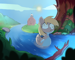 Size: 2500x2000 | Tagged: safe, artist:luanbang, applejack, derpy hooves, duck pony, hybrid, g4, my little pony: friendship is magic, farmer, female, forest, mare, nature, outdoors, pony hybrid, river, species swap, tree, water