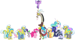 Size: 1216x657 | Tagged: safe, edit, edited screencap, editor:pascalmulokozi2, screencap, applejack, discord, fluttershy, pinkie pie, princess celestia, princess luna, rainbow dash, rarity, spike, twilight sparkle, alicorn, draconequus, dragon, earth pony, pegasus, pony, unicorn, g4, my little pony: friendship is magic, season 9, the ending of the end, applebutt, armor, background removed, balloonbutt, butt, female, guard, guardbutt, guardsmare, horn, looking at you, looking back, looking back at you, male, mane seven, mane six, mare, not a vector, royal guard, royal sisters, siblings, simple background, sisters, spikebutt, strategically covered, transparent background, twilight sparkle (alicorn), winged spike, wings