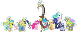 Size: 1382x578 | Tagged: safe, edit, edited screencap, editor:pascalmulokozi2, screencap, applejack, discord, fluttershy, jade barricade, pinkie pie, princess celestia, princess luna, rainbow dash, rarity, silver sable, spike, windstorm, alicorn, draconequus, dragon, earth pony, pegasus, pony, unicorn, g4, my little pony: friendship is magic, season 9, the ending of the end, applebutt, armor, background removed, balloonbutt, butt, female, guard, guardsmare, horn, looking at you, looking back, looking back at you, male, mare, not a vector, royal guard, royal sisters, siblings, simple background, sisters, spikebutt, strategically covered, transparent background, winged spike, wings