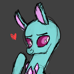 Size: 516x523 | Tagged: safe, artist:dowi, spiracle, changedling, changeling, g4, my little pony: friendship is magic, blushing, cute, female, floating heart, gray background, heart, looking at you, milf, pink eyes, simple background, smiling, solo, solo female