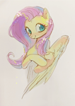 Size: 1680x2383 | Tagged: safe, artist:shiqiuzhu, fluttershy, pegasus, pony, g4, cute, female, flower, flower in hair, looking at you, mare, shyabetes, smiling, solo