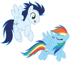 Size: 3211x2840 | Tagged: safe, artist:soarindasher10, rainbow dash, soarin', pegasus, pony, g4, duo, duo male and female, female, male, mare, ship:soarindash, shipping, simple background, stallion, straight, transparent background