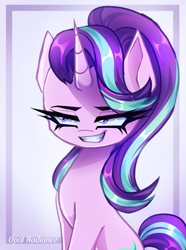 Size: 2229x3000 | Tagged: safe, artist:opal_radiance, starlight glimmer, pony, unicorn, g4, female, grin, horn, mare, smiling, solo