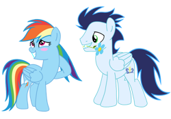 Size: 750x521 | Tagged: safe, artist:soarindasher10, rainbow dash, soarin', pegasus, pony, g4, duo, duo male and female, female, flower, male, mare, ship:soarindash, shipping, simple background, stallion, straight, transparent background