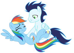 Size: 1280x927 | Tagged: safe, artist:soarindasher10, rainbow dash, soarin', pegasus, pony, g4, duo, duo male and female, female, male, mare, ship:soarindash, shipping, simple background, stallion, straight, transparent background