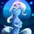 Size: 2117x2152 | Tagged: safe, artist:jphyperx, trixie, pony, unicorn, g4, blushing, chest fluff, chromatic aberration, crossed hooves, cute, diatrixes, ecstasy, female, glowing, glowing horn, horn, retrowave, sad, synthwave