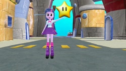 Size: 640x360 | Tagged: safe, artist:smbros, twilight sparkle, human, equestria girls, g4, 3d, bikini bottom (spongebob squarepants), mmd, outdoors, power star, spongebob squarepants, super mario, super mario galaxy