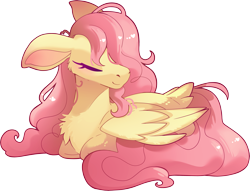 Size: 4827x3692 | Tagged: safe, artist:cutepencilcase, fluttershy, pegasus, pony, g4, eyes closed, lying down, ponyloaf, prone, simple background, smiling, solo, transparent background