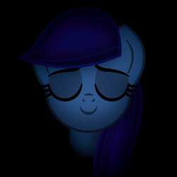 Size: 2000x2000 | Tagged: safe, artist:starless, derpibooru exclusive, oc, oc:starlight pianissimo, black background, eyes closed, rule 63, simple background, smiling