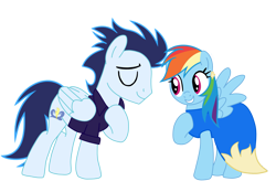 Size: 4081x2840 | Tagged: safe, artist:soarindasher10, rainbow dash, soarin', pegasus, pony, g4, female, male, mare, ship:soarindash, shipping, simple background, stallion, straight, transparent background