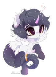 Size: 3062x4200 | Tagged: safe, artist:xsatanielx, oc, oc only, pony, unicorn, chest fluff, chibi, coat markings, cute, female, horn, simple background, socks (coat markings), solo, transparent background, unicorn oc