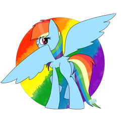 Size: 1600x1500 | Tagged: safe, artist:rai2n, rainbow dash, pegasus, pony, g4, female, looking back, mare, smiling, solo, spread wings, wings