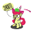 Size: 2400x2400 | Tagged: safe, artist:mafon, apple bloom, earth pony, pony, worm, g4, apple, apple bloom's bow, apple on head, blank flank, bow, digital art, emanata, female, filly, foal, food, hair bow, high res, implied scootaloo, jumping, offscreen character, open mouth, simple background, speech bubble, this will end in tears and/or death and/or covered in tree sap, transparent background, wide eyes, william tell, yelling