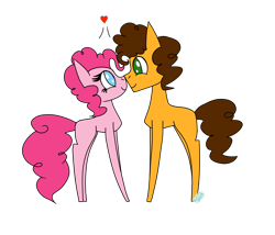 Size: 1400x1200 | Tagged: safe, artist:rai2n, cheese sandwich, pinkie pie, earth pony, pony, g4, chibi, female, heart, looking at each other, looking at someone, male, mare, ship:cheesepie, shipping, simple background, smiling, smiling at each other, stallion, straight, transparent background