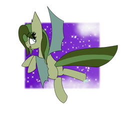 Size: 1600x1500 | Tagged: safe, artist:rai2n, oc, oc only, bat pony, pony, cloud, female, flying, mare, night, outdoors, requested art, sky, smiling, solo, spread wings, stars, wings