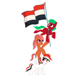 Size: 768x768 | Tagged: safe, artist:tigacc, oc, pony, nation ponies, ponified, solo, trio, yemen