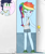 Size: 1600x1900 | Tagged: safe, artist:rai2n, rainbow dash, soarin', human, equestria girls, g4, blushing, clothes, door, female, male, picture-in-picture, ponytail, ship:soarindash, shipping, shorts, sleepy, slippers, straight, tank slippers, tank top