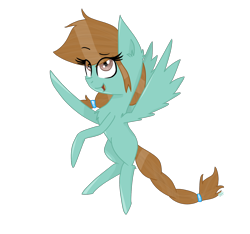 Size: 1600x1500 | Tagged: safe, artist:rai2n, oc, oc only, oc:painting leaves, pegasus, pony, female, flying, mare, ponysona, simple background, smiling, solo, spread wings, transparent background, wings