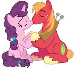 Size: 724x642 | Tagged: safe, edit, edited screencap, editor:pascalmulokozi2, screencap, big macintosh, sugar belle, earth pony, pony, unicorn, g4, my little pony: friendship is magic, season 9, the big mac question, background removed, duo, duo male and female, female, horn, kiss on the lips, kissing, male, mare, not a vector, ship:sugarmac, shipping, simple background, stallion, straight, transparent background