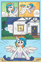 Size: 1522x2339 | Tagged: safe, artist:skysorbett, oc, oc only, oc:twister joy, pegasus, pony, comic:breaking free #2, building, comic, house, male, stallion