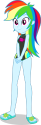 Size: 1356x4156 | Tagged: safe, alternate version, artist:dustinwatsongkx, edit, rainbow dash, human, equestria girls, g4, my little pony equestria girls: better together, accessory swap, clothes, clothes swap, feet, female, fluttershy's one-piece swimsuit, fluttershy's swimsuit, fluttershy's wetsuit, one-piece swimsuit, sandals, simple background, solo, swimsuit, swimsuit edit, swimsuit swap, transparent background, vector, wetsuit