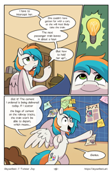 Size: 1522x2339 | Tagged: safe, artist:skysorbett, oc, oc only, oc:twister joy, pegasus, pony, comic:breaking free #2, comic, indoors, male, meme, pepe silvia, stallion