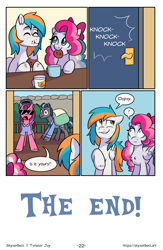 Size: 1522x2339 | Tagged: safe, artist:skysorbett, oc, oc only, oc:sky sorbet, oc:twister joy, pegasus, pony, comic:breaking free #2, comic, cookie, female, food, male, mare, mug, police, stallion