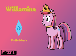 Size: 1887x1391 | Tagged: safe, artist:gradiusfanatic, oc, oc only, oc:willomina, earth pony, earth pony oc, female, gradient background, princess oc, solo